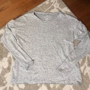 Grey ruffle sleeve shirt